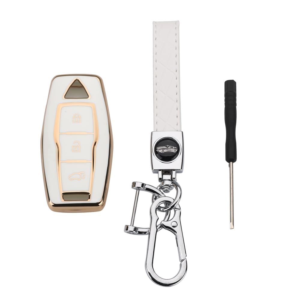 Kinotaka Outlander Smart Key Case for Mitsubishi New Outlander PHEV 2022 Gn0w Professional Design Key Holder, White