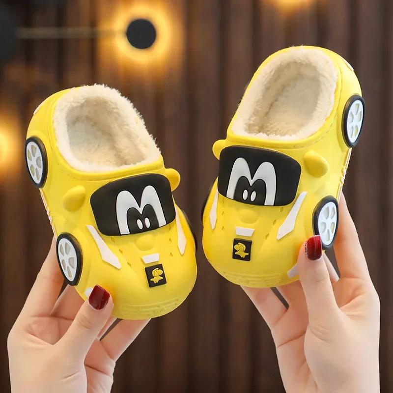 Fashion Children Indoor Slippers Winter Warm Shoes Kids Mum Dad Home Floor Slipper Cartoon Style Anti-slip Boys Girls Cotton Footwear