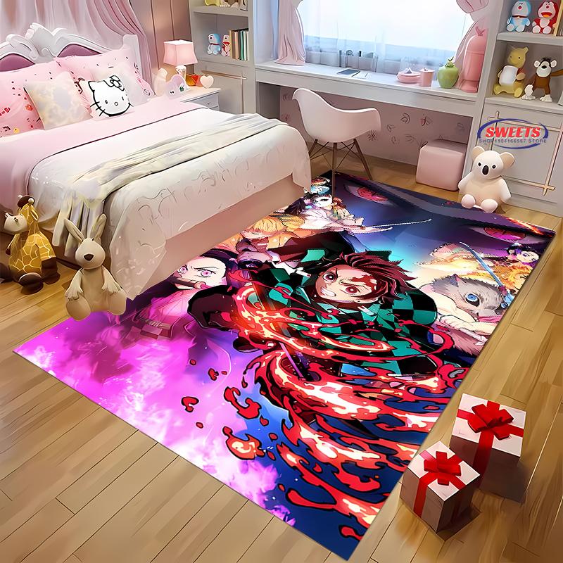 3D Printing Japan Anime Kamad0 Nezuk0 Carpet for Living Room Children's Bedroom Sofa Doormat Floor Rug Anti-slip Decor Mat Gift