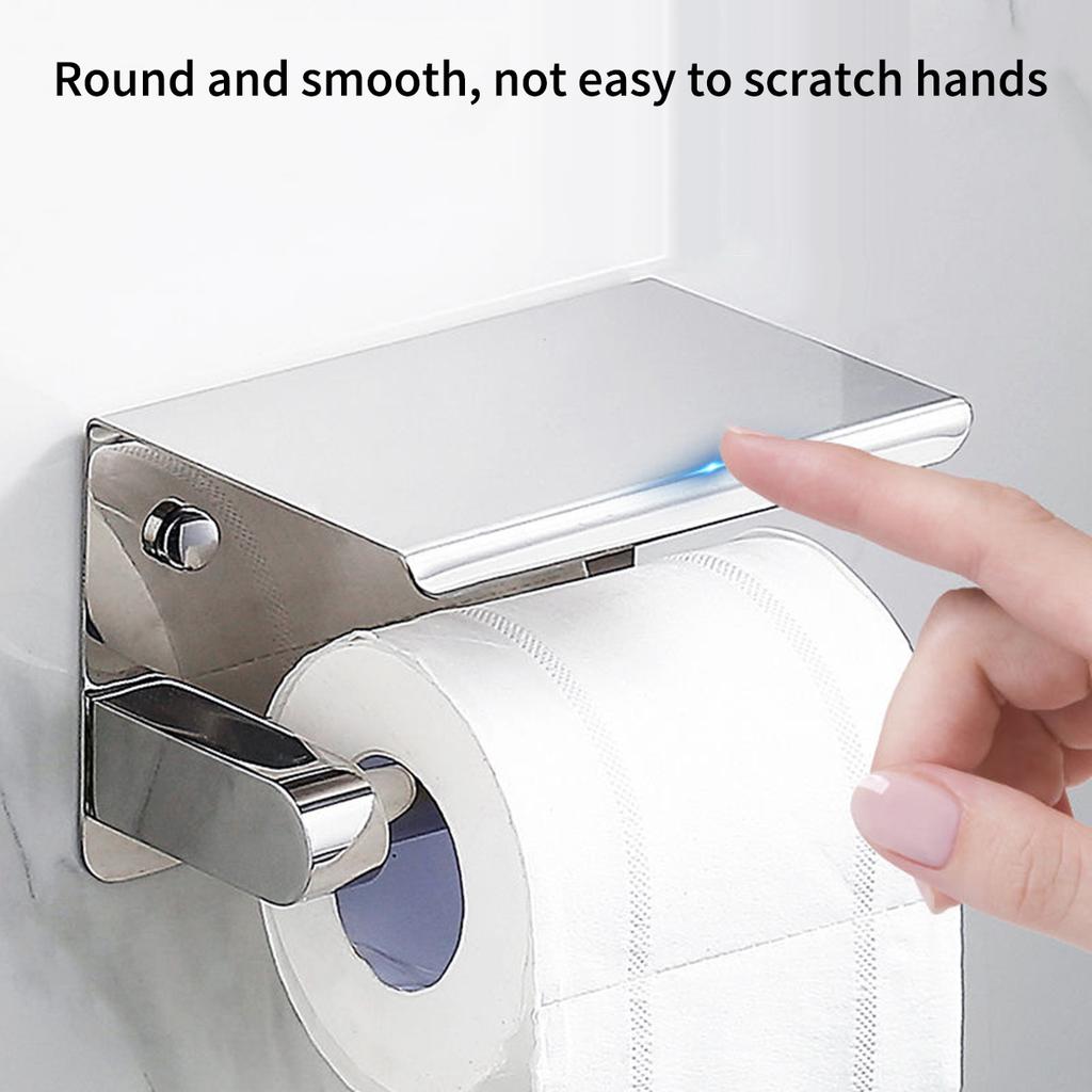 Stainless Steel Bathroom Paper Holder Toilet Roll Holder Wall Mount WC Paper Phone Holders Home Paper Towel Holder