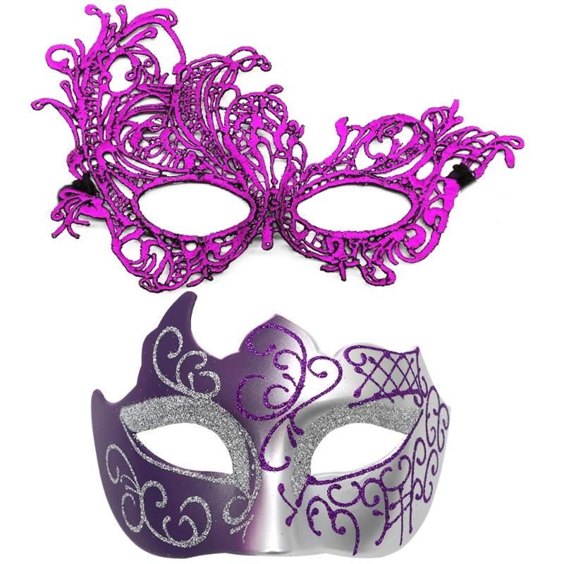 Maska pro pár Maškarádní maska Benátská párty maska Halloweenská kostýmová maska Maska pro Mardi Gras pro páry Ženy Muži Maska na půl obličeje