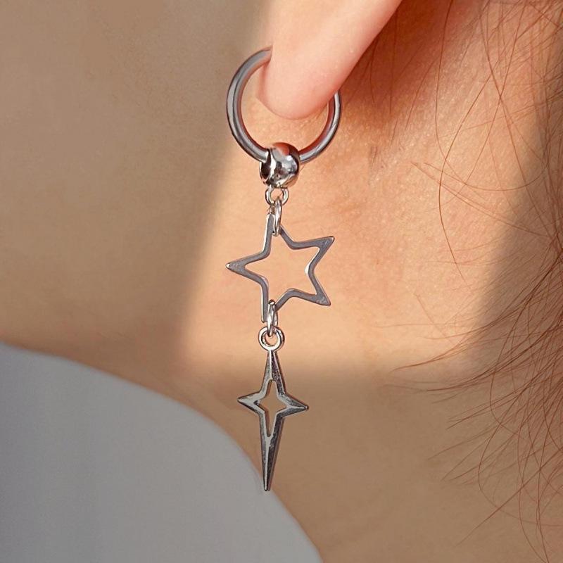 Cross-border Star Dangle & Hoop Earrings - Trendy Stainless Steel Fashion