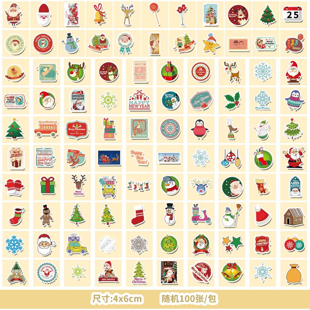 50/100 Nordic Style Christmas Graffiti Stickers Mobile Guitar Decoration Waterproof Stickers DIY Hand Account Stickers