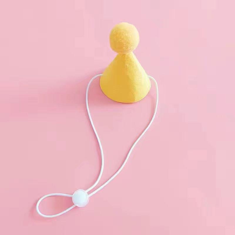Yellow Pet Hat with Feather Teaser for Cats & Dogs