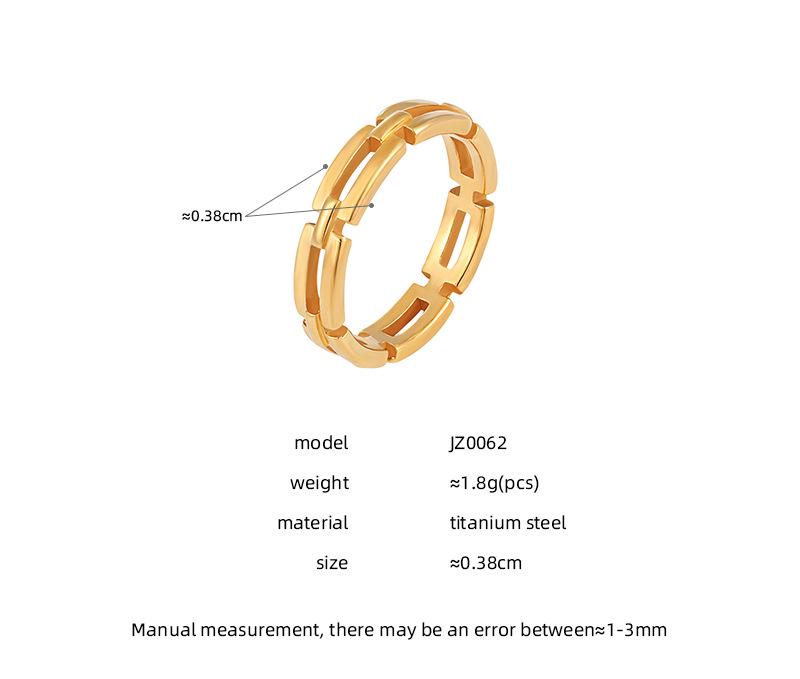 Cross-Border Geometric Chain Rectangle Ring: Minimalist Titanium Steel Jewelry