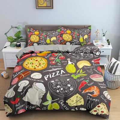 Snack Bettbezug Set Kaffee Brot Donut Muster Rosa Polyester Bettdeckenbezug für Kinder Erwachsene Teenager Bettwäsche Set Queen King Size