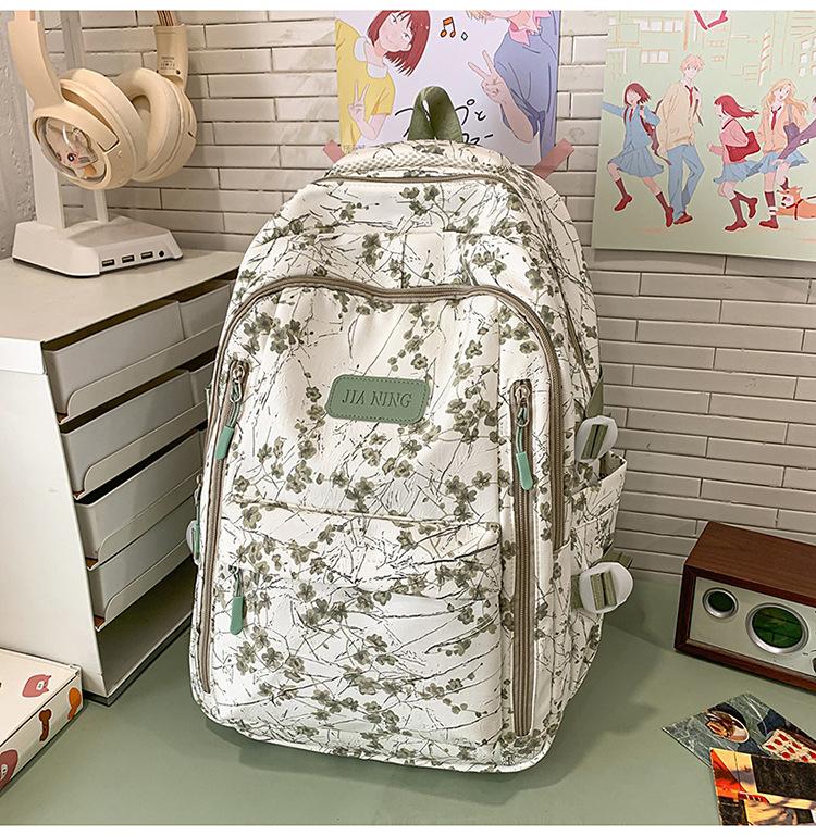 New Sweet Girl Backpack Waterproof Primary School Junior High School Student Schoolbag Printed Bamboo Literary Chinese Style Backpack