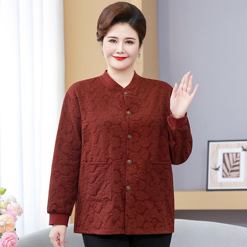 Podzimní kabát čínského stylu pro ženy středního věku ve větších velikostech - Elegantní krátká bunda