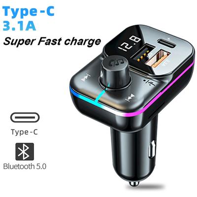 Bluetooth 5.0 Auto FM Transmitter Freisprecheinrichtung Audio MP3 Player Adapter PD Schnellladung Typ-C Schnellladegerät FM Modulator
