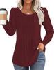 Women Long Sleeve Ribbed Knit Top Crew Neck Puff Shoulder Casual Loose Fall Blouse Shirt