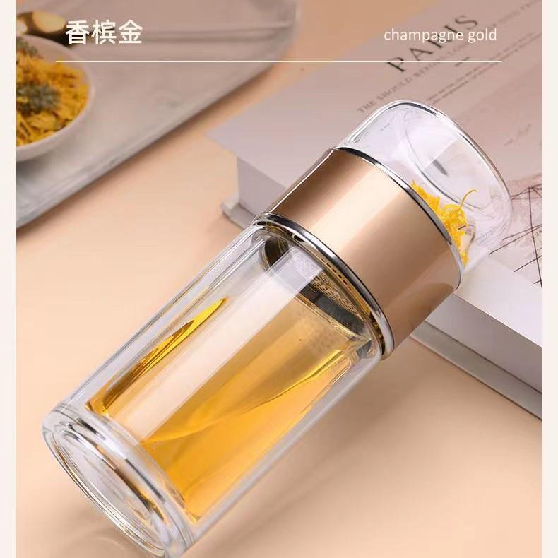 High Borosilicate Glass Tea Water Bottle Double Layer Infuser Tumbler with Tea Filter Drinkware Water Cup for Brewing Bottle