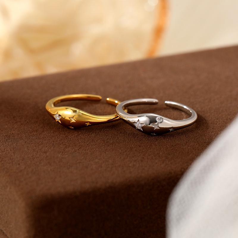 Banyan Tree S925 Silver Polaris Oval Star Diamond Ring - French Design for Women