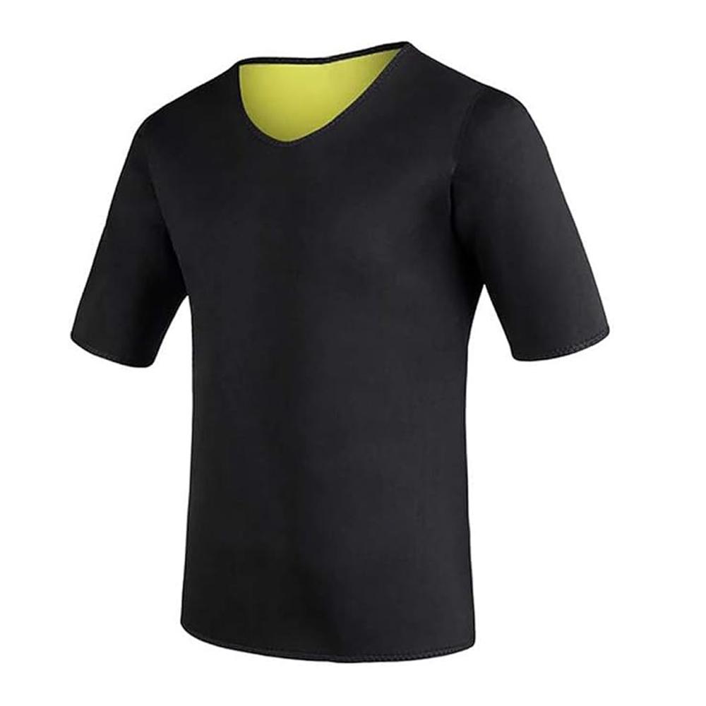 

Костюм для сауны с коротким рукавом для мужчин, рубашка для похудения, формирователь тела, топы для тренировок, пресс, живот