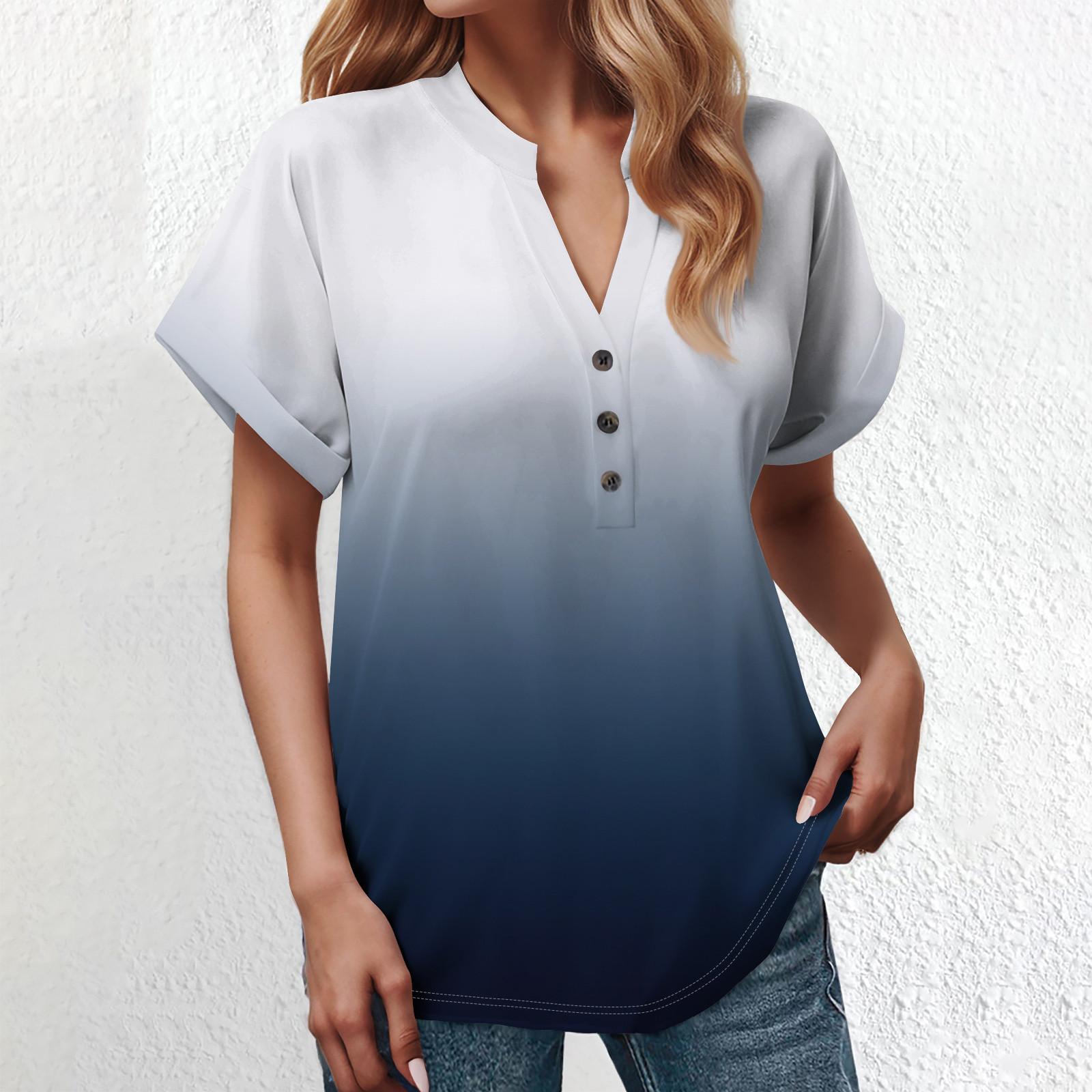 

Модный женский свободный летний повседневный нарядный топ на пуговицах с v-образным вырезом и короткими рукавами M белый