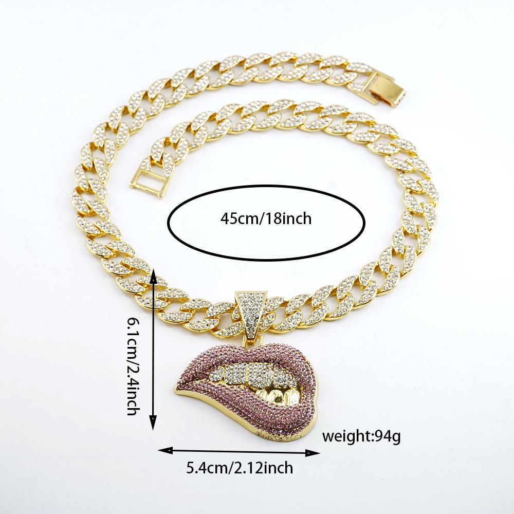 European and American Alloy Sexy Bite-shaped Lips Hip Hop Personalized Creative Pendant Hip Hop Cuban Chain Necklace