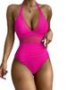 Hot-Selling Women's Halter Swimsuit with Cutout Deep V and Push-Up Feature