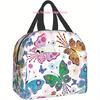 Insulated Lunch Box with Floral & Butterfly Design - Reusable Thermal Tote Bag for Women & Girls, Durable Oxford Fabric, Hand Wa
