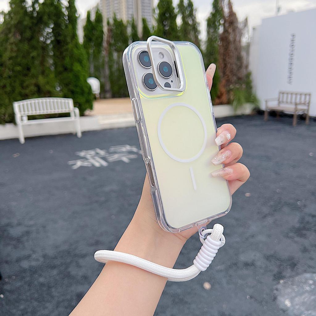 iPhone 17 Pro Max Color-Changing Dragon Magnetic Lens Holder & Lanyard with Apple 16 Bright Color Phone Case