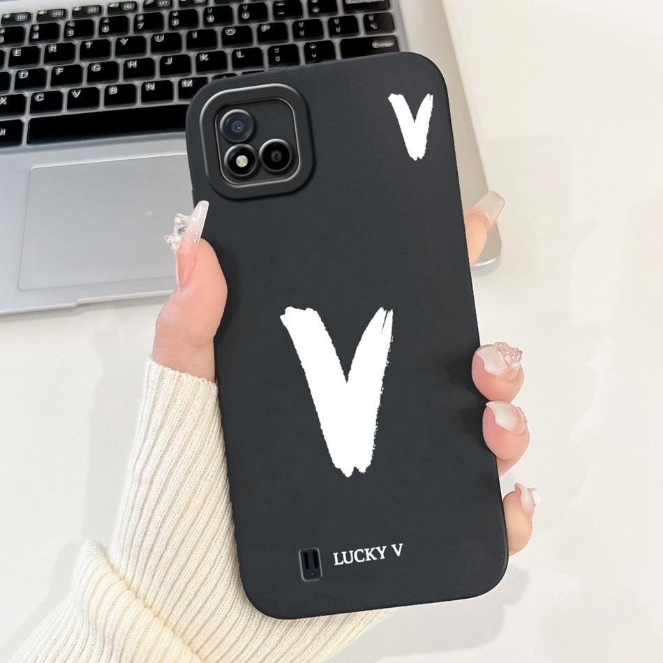 For Realme C11 (2021) Lucky Initial Letter Phone Case For Realme C11 2021 2020 RMX3231 RMX2185 Soft Silicone Shockproof Cases