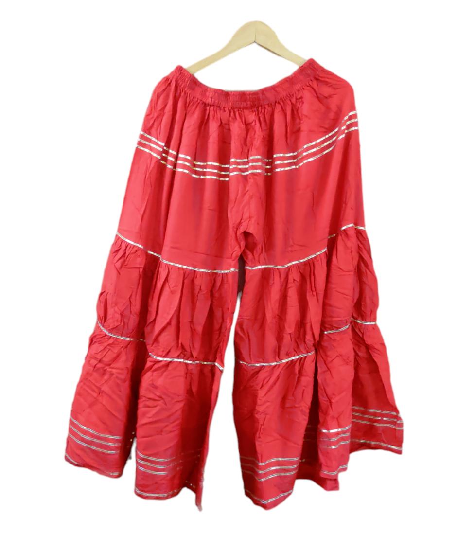 

@ Cotton Palazzo Red Colour With Golden Lines Free Size For Women MJ-270-60%OFF