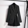 Women's Casual Blazer Set Korean Elegant Chic Spring Autumn   Fashion Professional Suit Coat+Split Black Pants Two-piece Set