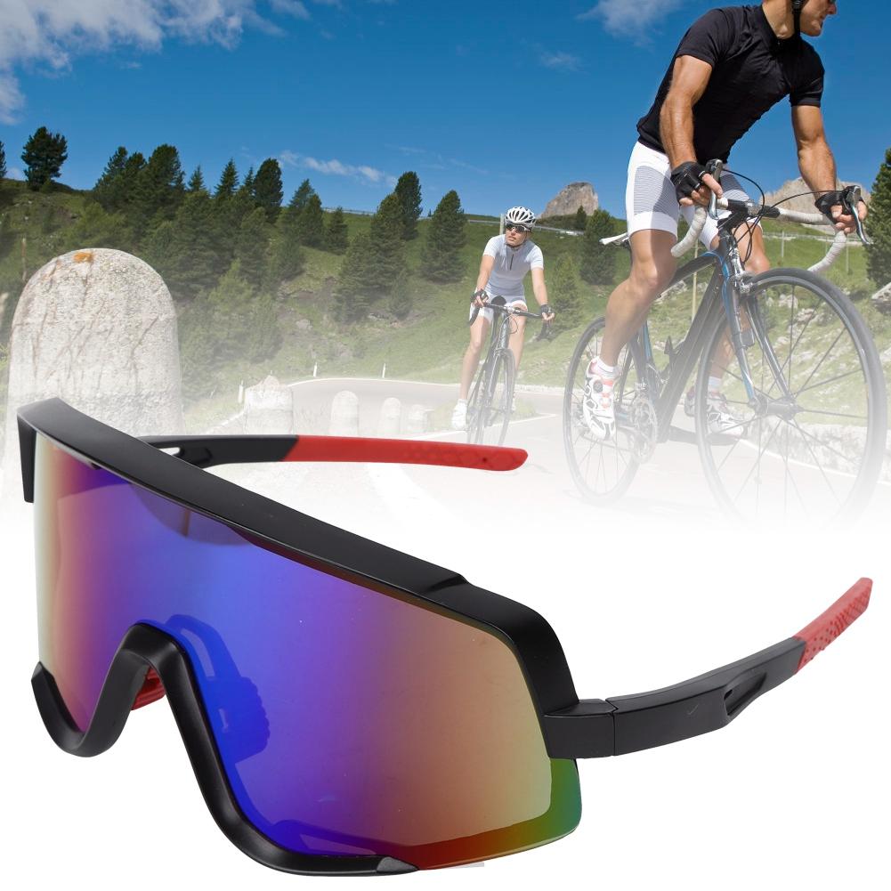 Outdoor Sports Glasses Windproof Cycling Goggles Bicycle Sunglasses for Women Men(Black Red Frame Green Lens )
