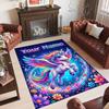 Alfombra de Suelo de Terciopelo de Cristal con Temática de Unicornio, Alfombra Cálida Personalizada con Nombre y Texto, Decoración del Hogar