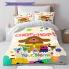 Hey Duggee Custom Name Pattern Bedding,Quilt Set Quilt Cover Pillowcase Home Birthday Gift(1 * duvet cover + 2 * pillowcase, without core)