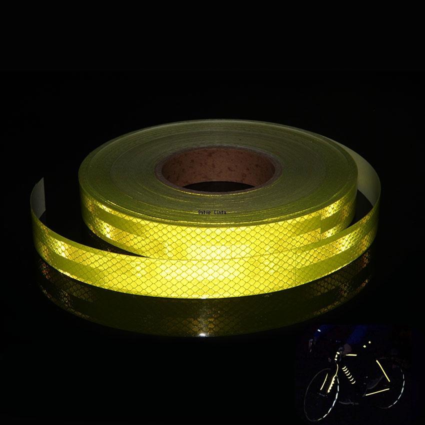 25mm*5m Fluorescent PET Reflective Tape Bicycle Waterproof Reflectors Sticker Self Adhesive Strip For Motorcycle Car Bike Helmet