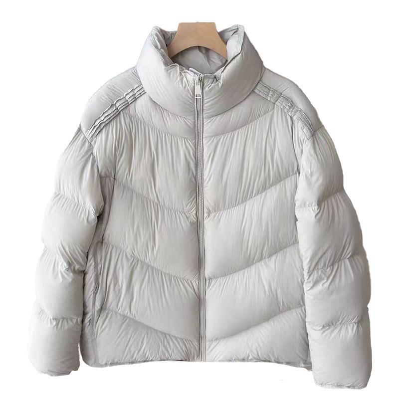 High-end white duck down puff down jacket women's stand-up collar winter fashion high fluffy bread jacket