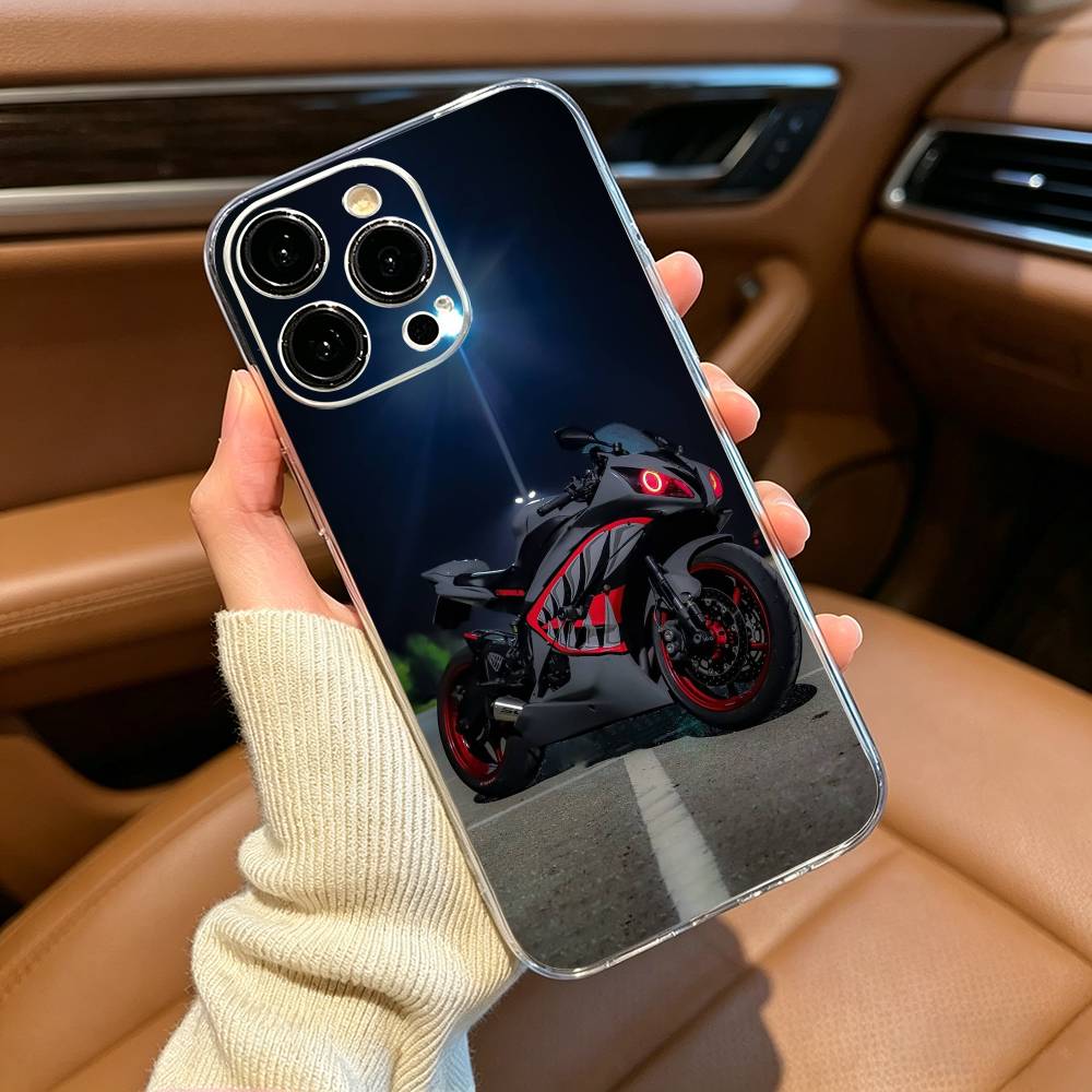 Y-Ya-ma-YZF-R3-R7-Motorcycle Phone Case For iPhone17,16,15,14,13,12,11 ,Pro Max, Plus Soft Silicone Transparent Cover iPhone16E