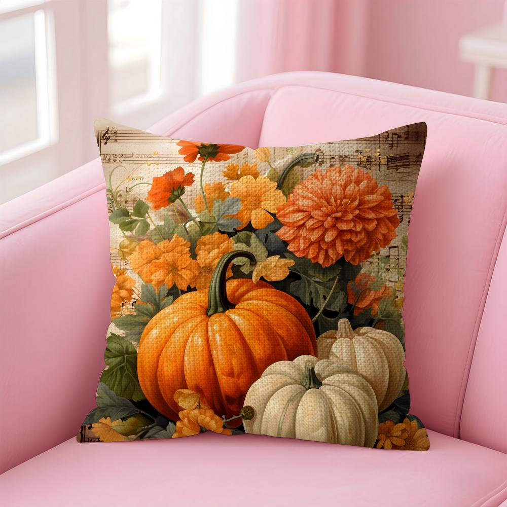 Fodera Cuscino Riscaldante Zucca Fodera Cuscino in Lino Naturale Stampa Double-Sided Cuscino Decorativo per Divano Arredamento Casa Regalo