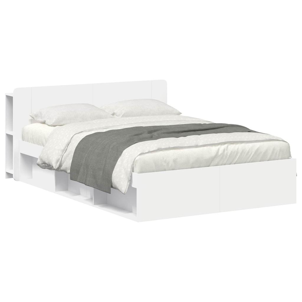 Bed Frame with Storage Space White 150 x 200 cm Wood Based Panel