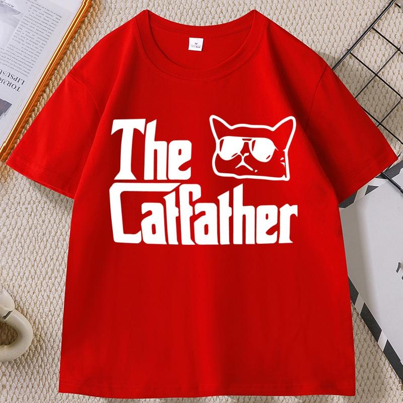 

The Cat Father T Shirt Man Cotton T-shirt Causal Short Sleeve Round Neck Tshirt Loose Printed Men s Clothing XL червоний