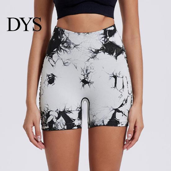 Curve-enhancing Shorts Yoga Slim Fit High Elasticity Tummy Control Seamless Quick Dry Tie-dye Waist Jogging Hollow Out Anti-exposure Butt Lifted Soft