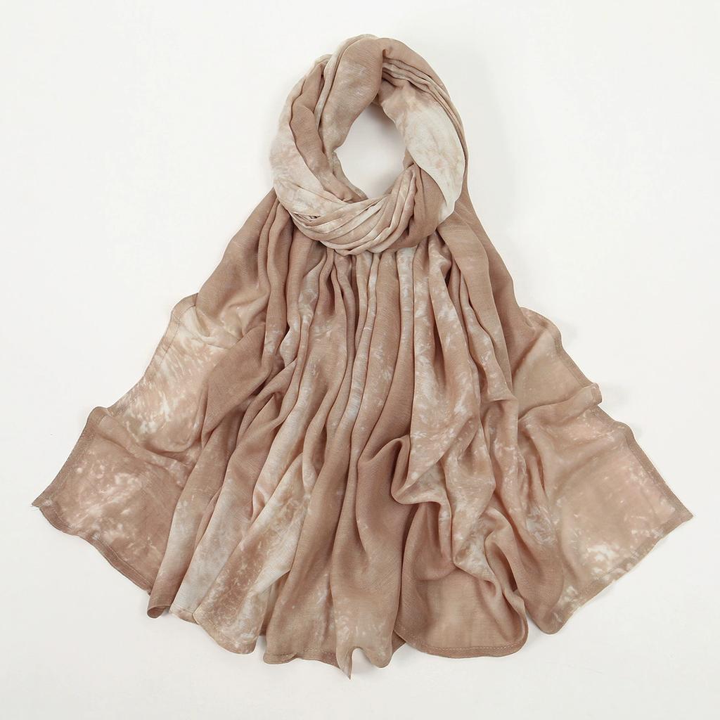 190*90Cm Big Size Modal Cotton Hijab Women Tie-Dye Scarf Double Stitching Shawl Muslim Gradient Plain Cotton Rayon Headscarf