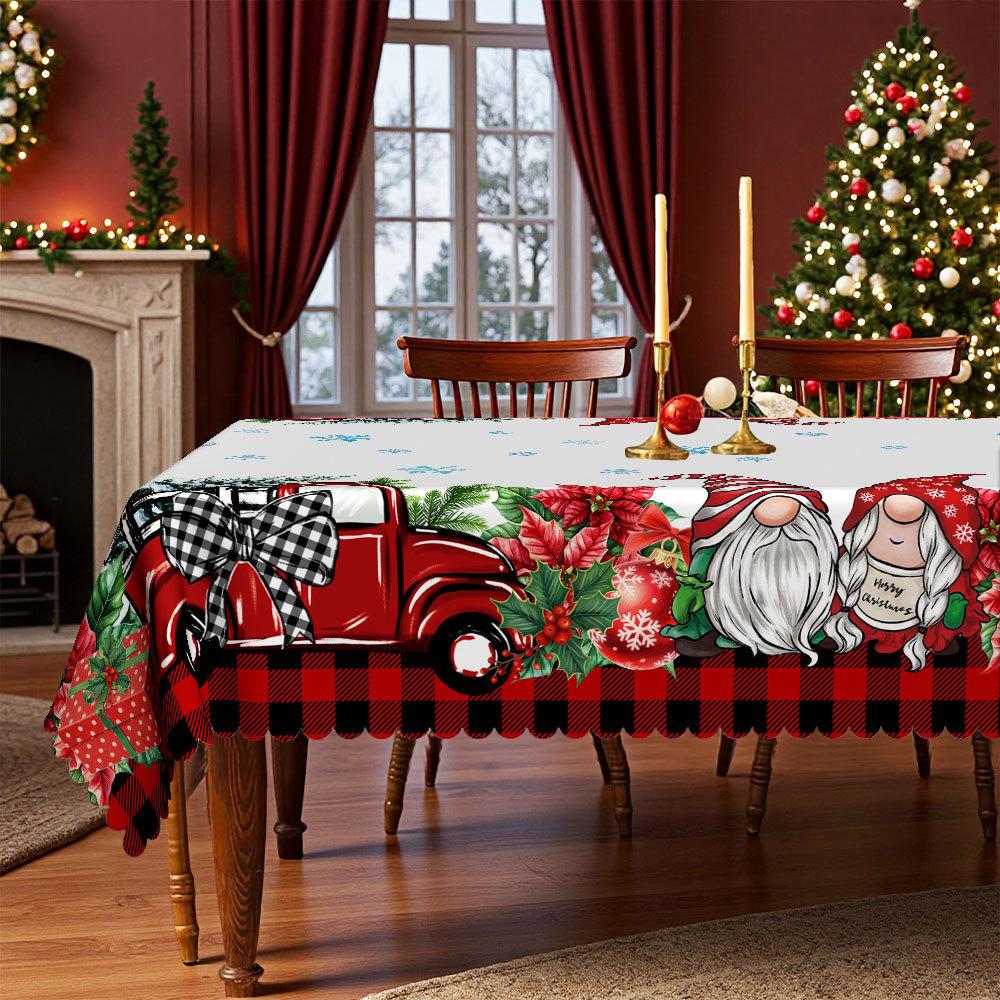 Christmas Tablecloth, European Red Grid Dining Table Cloth, Polyester Cartoon Coffee Table Tablecloth, Large Quantity Discount