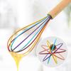 4 Pcs Silicone Whisk Wooden Handle Comfortable Grip Scratch-resistant Silicone Wrapped Egg Beater Kitchen Whisks for Cooking