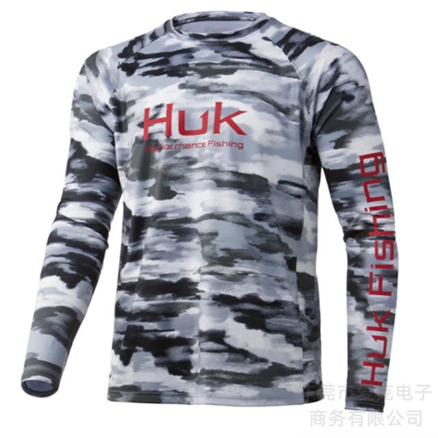 HUK combinaison de pêche été hommes protection solaire sports de plein air chemise de pêche séchage rapide manches longues T-shirt léger respirant haut