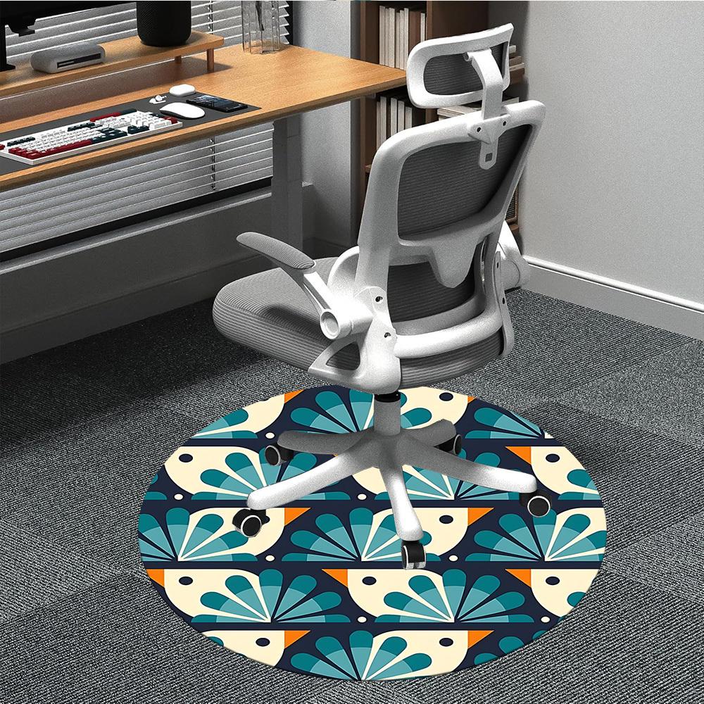 

1pc Birds Pattern Office Round Area Rug, Indoor Mat Suitable For Office, Under Office Chairs Bedroom Living Room Home Decor, Room Deco 80cm