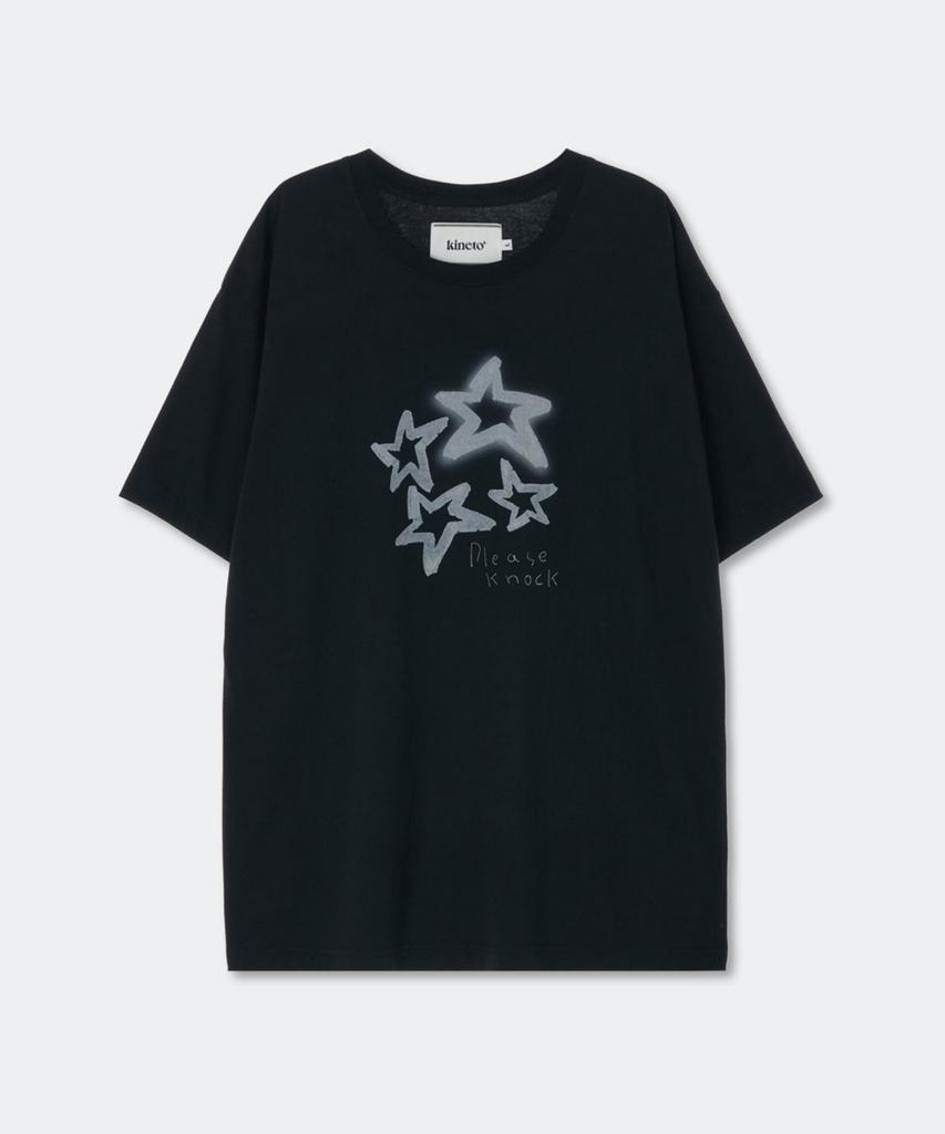 KINETO Star Shine Embossed Print T-Shirt_Black