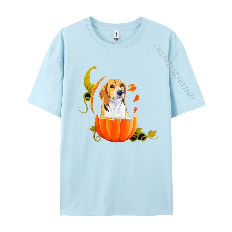 Beagle Pumpkin Halloween Ghost Tshirt Men T Shirts Birthday Gift Tops Cotton TShirt Happy Halloween Tshirt