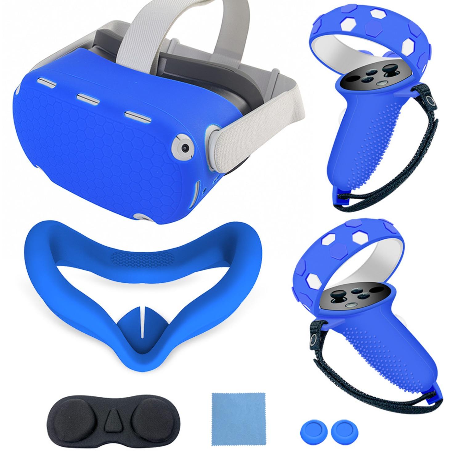 

Сумісно з аксесуарами Oculus Quest 2, Силіконова накладка на обличчя для VR, Захисний чохол для VR, Сумісно з накладками на ручки контролерів Quest 2 Touch темно-синього кольору