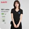 Baleno Women's Slim Fit V-Neck T-Shirt with BNL Blue Dog Graphic
