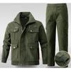 Men's Spring/Fall Workwear Set: Durable, Stain-Resistant, Multi-Pocket Jacket and Pants Two-Piece Set