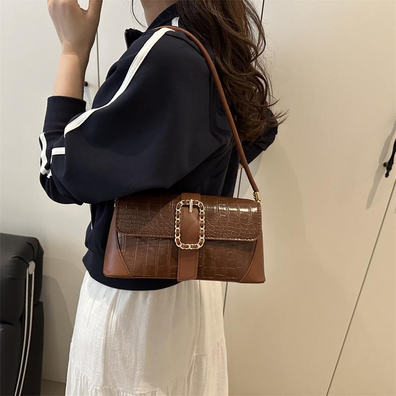 Crocodile Pattern Shoulder Armpit Bag 2025 New Summer French Trendy Versatile Fashion Niche Design Versatile Baguette Bag