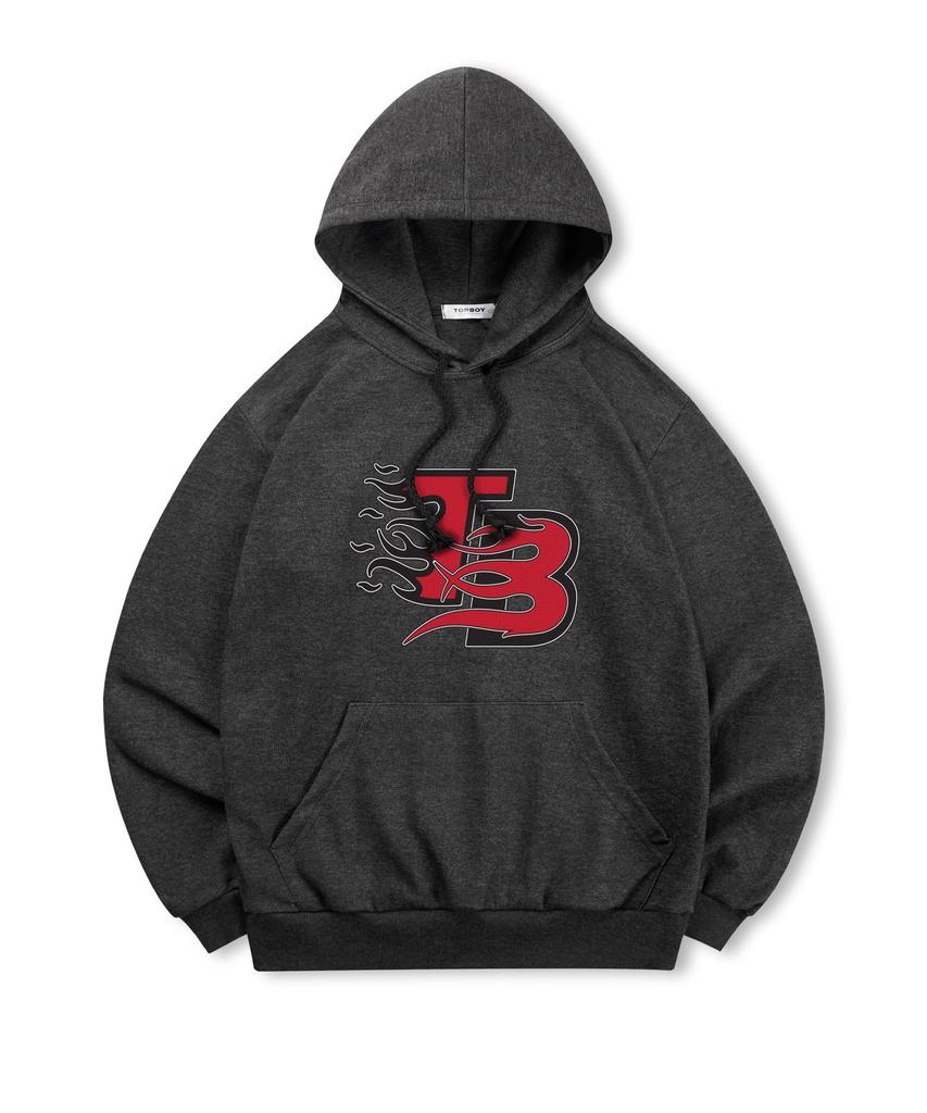 [Non-Fleece Or Fleece-Lined] Flaming Print Hooded Sweatshirt (Type B)