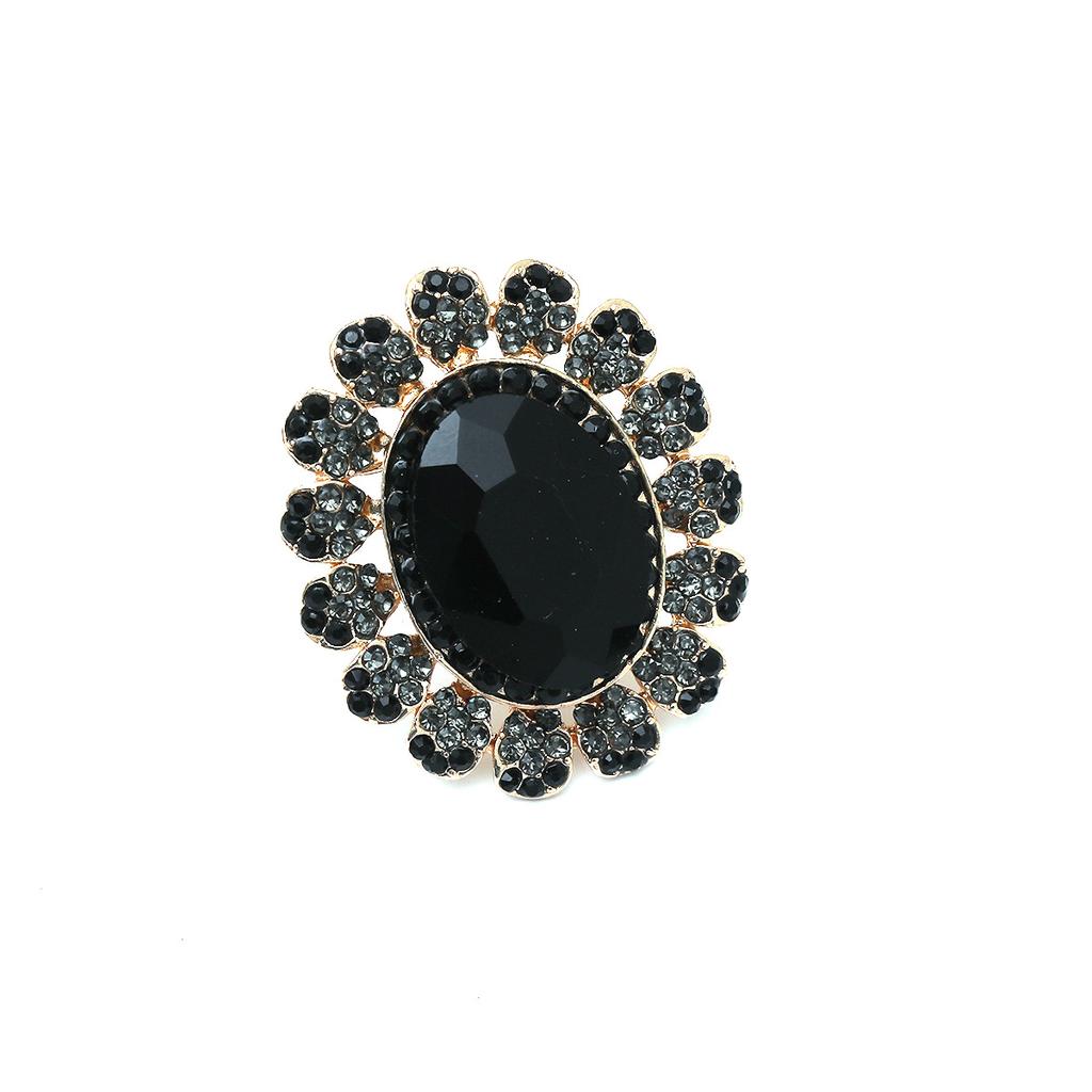 European and American Retro Extra Large Luxury Crystal Glass Opening Adjustable Ring Fashionable Exaggerated Gemstone Couple Ring