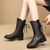Retro Thick Heeled Short Boots for Women In Autumn Winter Round Toe Mid Heel Flat Bottom Simple Comfortable Short Boots