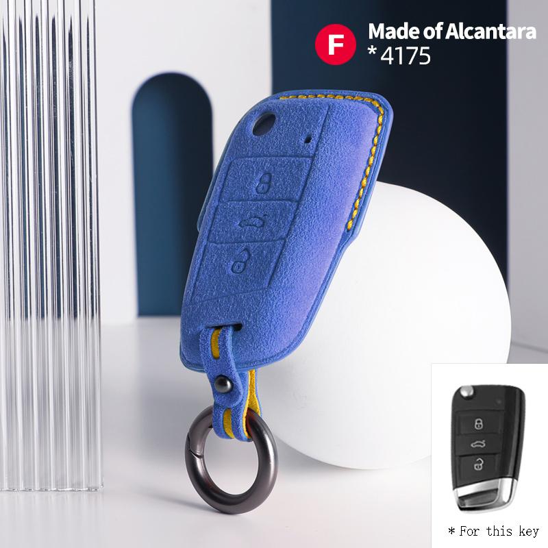 Interior Mouldings Car Key Case Alcantara Keychain For VW Volkswagen Golf 7 MK7 Tiguan MK2 Passat Sagitar Cover Shell Auto Inter